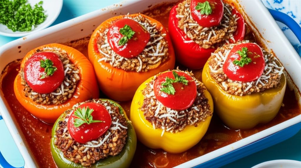 Beef and Rice Stuffed Bell Peppers