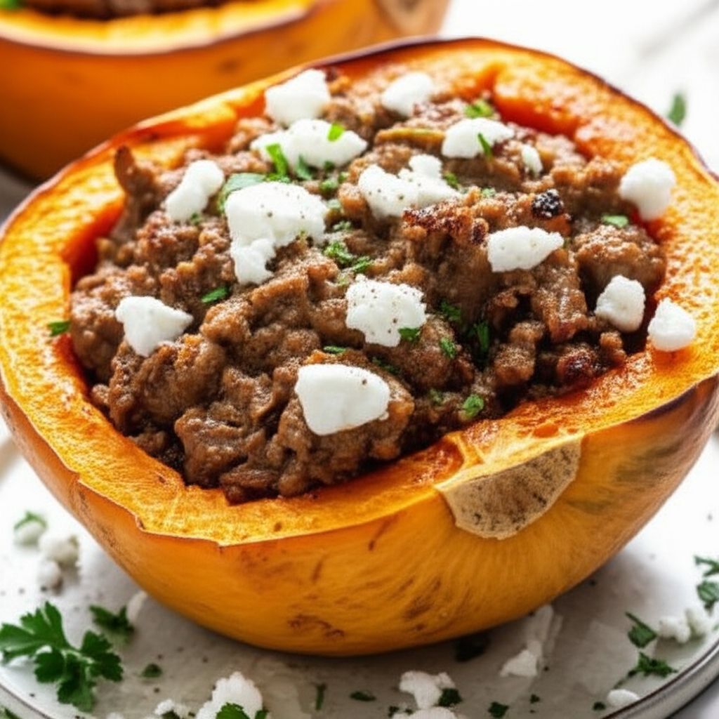 Ground Beef-Stuffed Butternut Squash