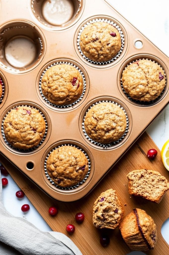 Lemon Cranberry Whole Wheat Muffins