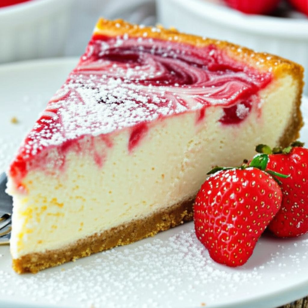 Philadelphia New York-Style Strawberry Swirl Cheesecake