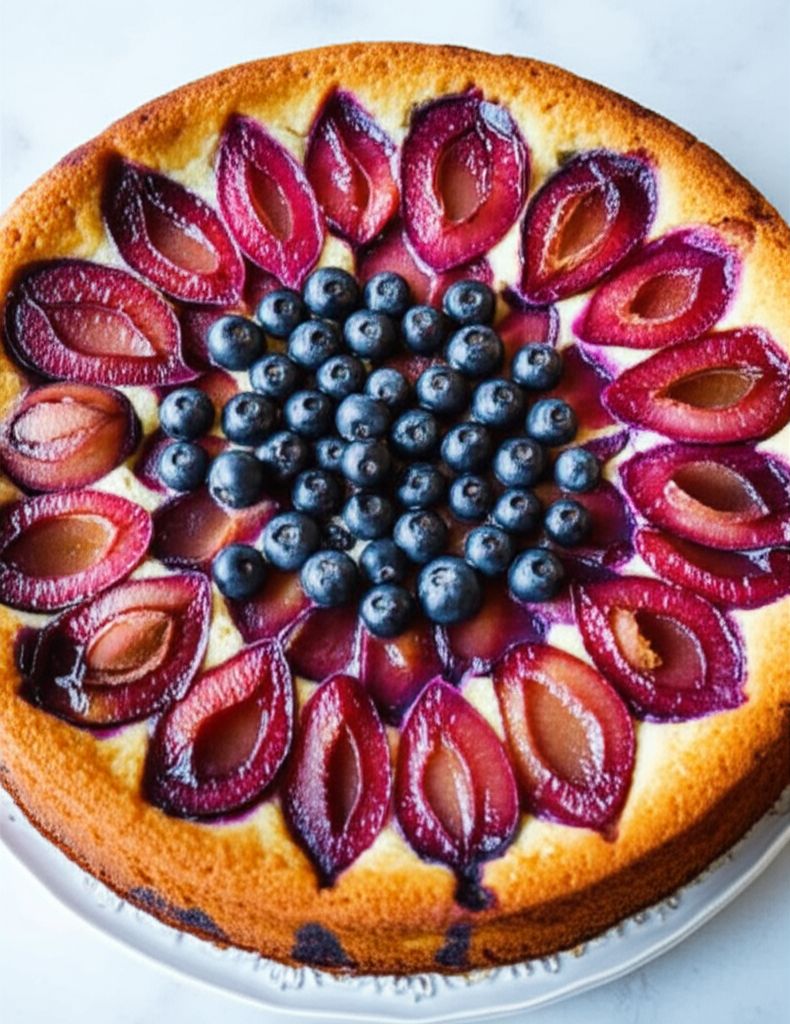 Plum Blueberry Upside-Down Cake