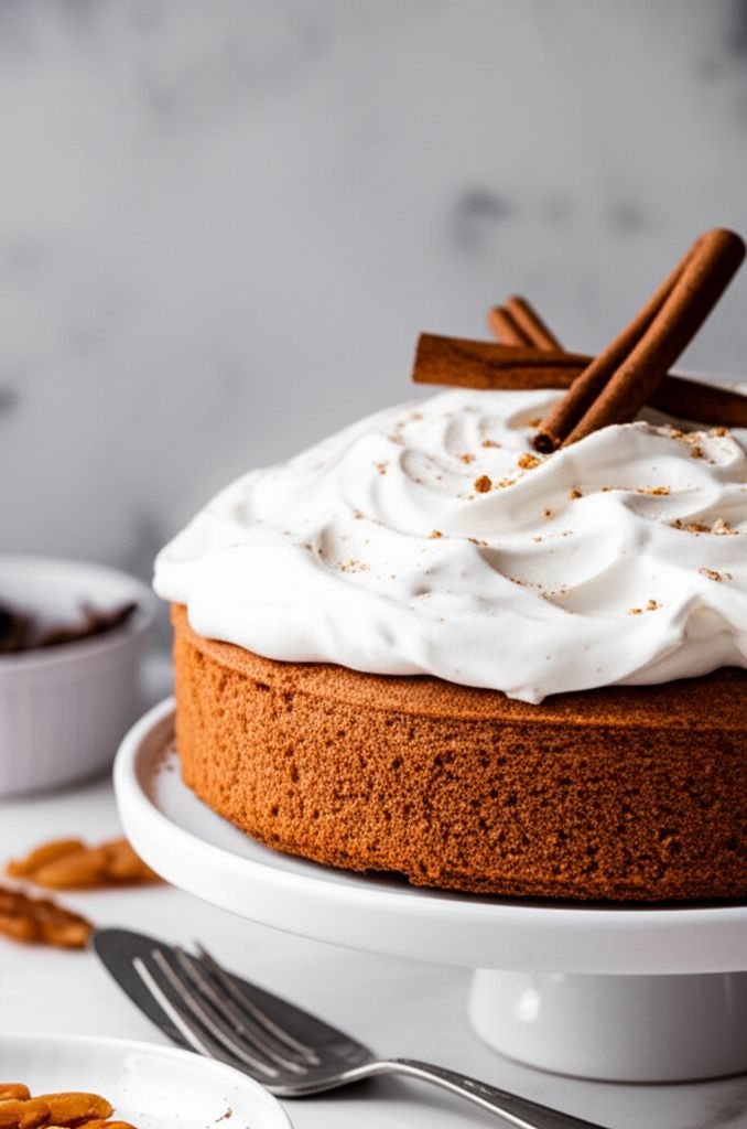 Pumpkin Magic Cake with Maple Cinnamon Whipped Cream