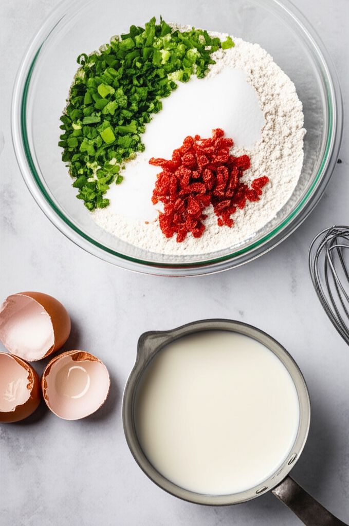 Savory Pancakes with Spring Onion and Chicken