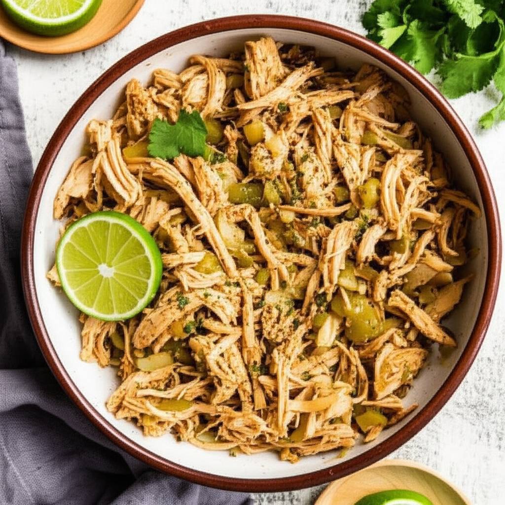 Shredded Slow Cooker Green Chile Chicken