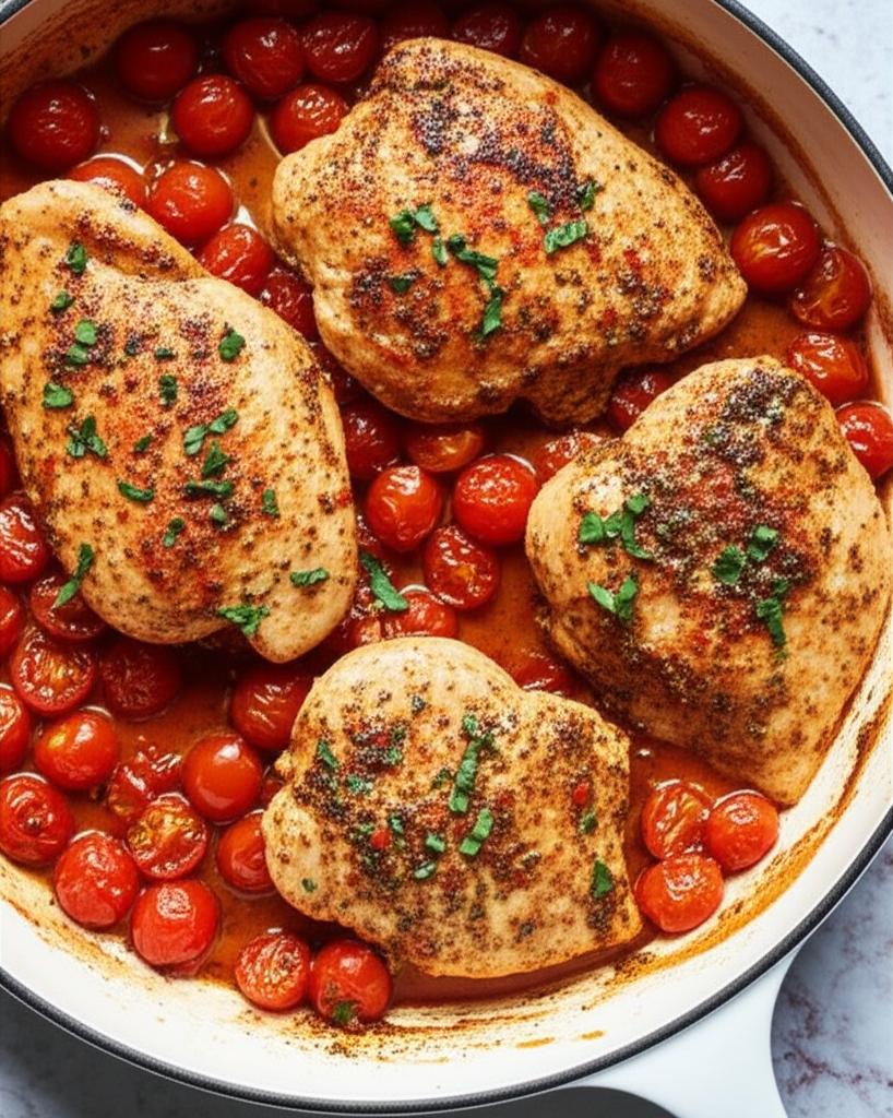 Skillet Chicken Breasts with Cherry Tomatoes