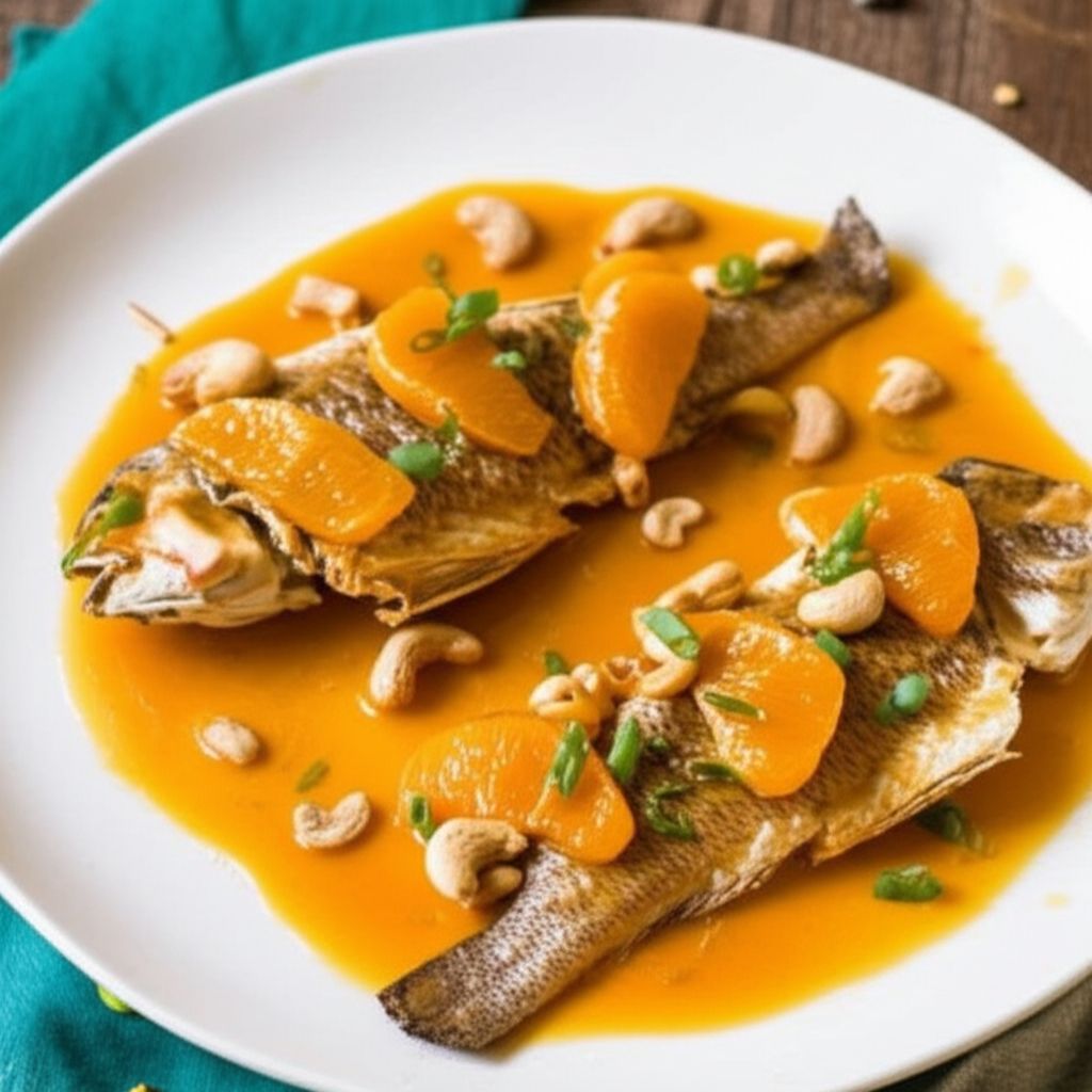 Baked Snapper with Mandarin Oranges, Cashews and Ginger