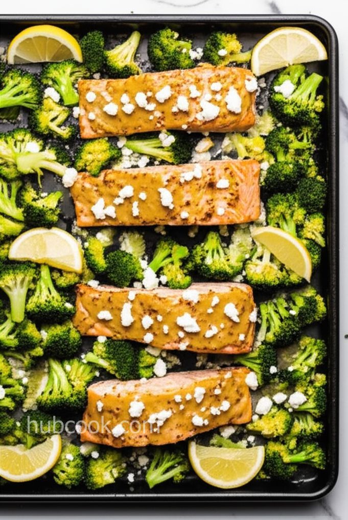 Easy Sheet Pan Roasted Greek Salmon and Broccoli