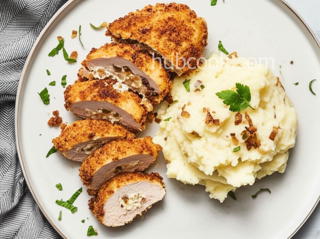 Feta and Bacon Stuffed Chicken with Onion Mashed Potatoes
