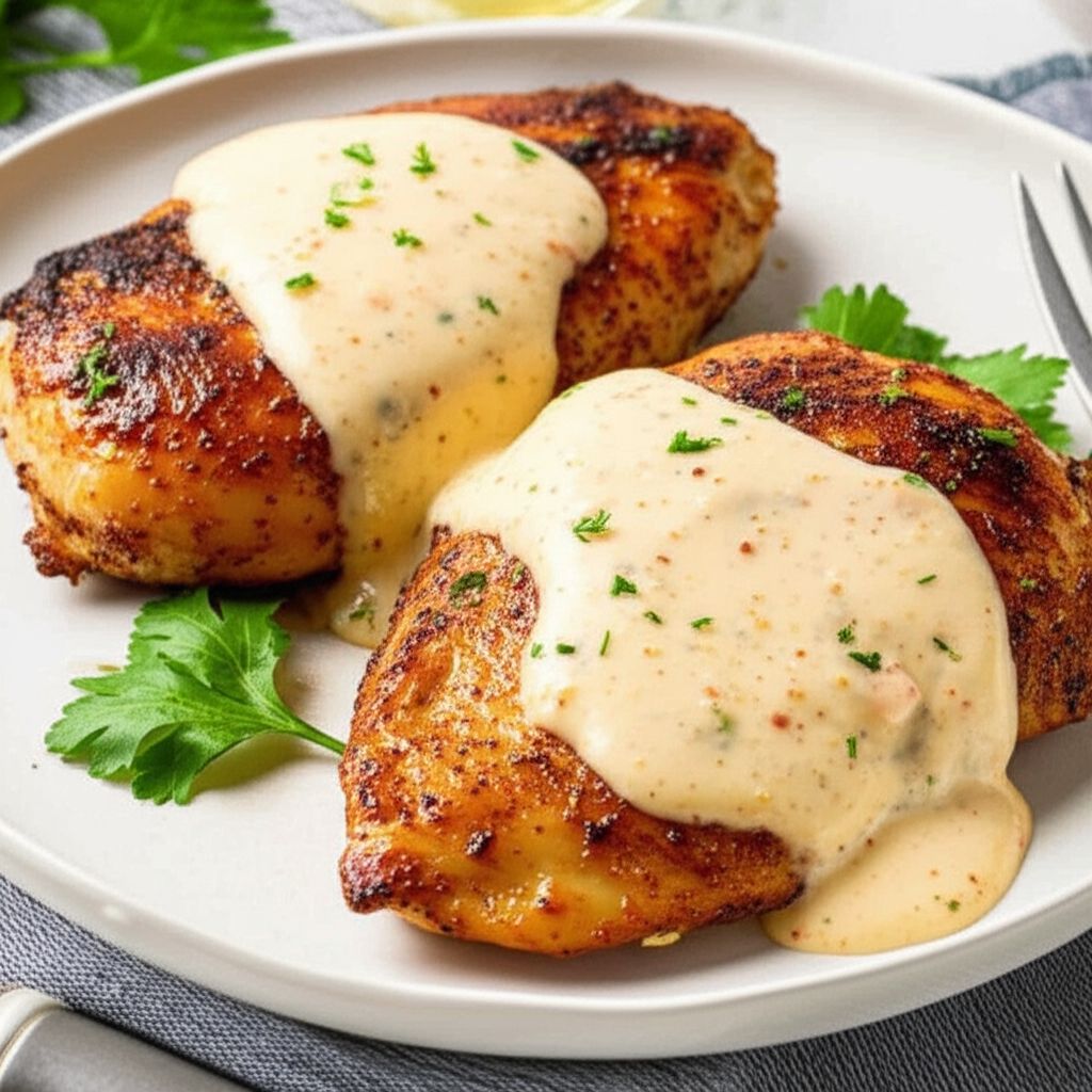 Garlic Cream Sauce over Chicken Breasts