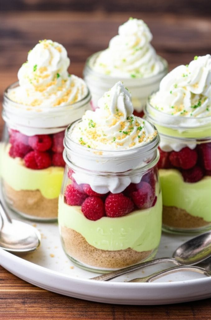 Key Lime and Raspberry Pies in Jars