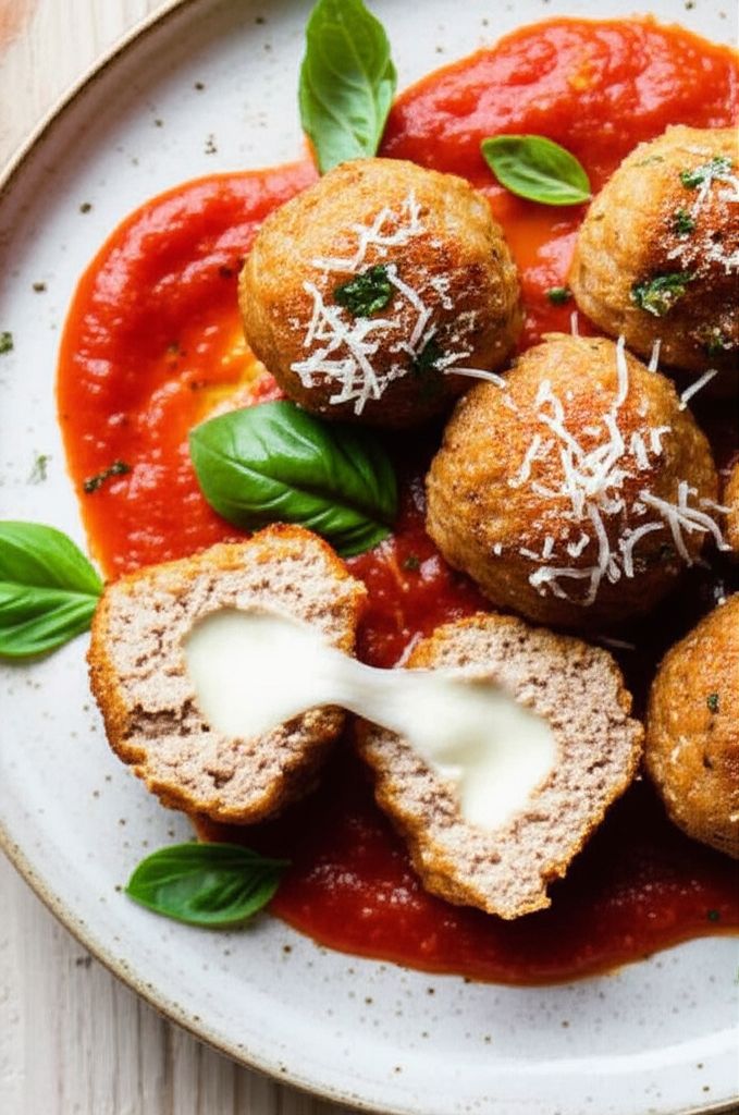 Mozzarella-Stuffed Chicken Meatballs