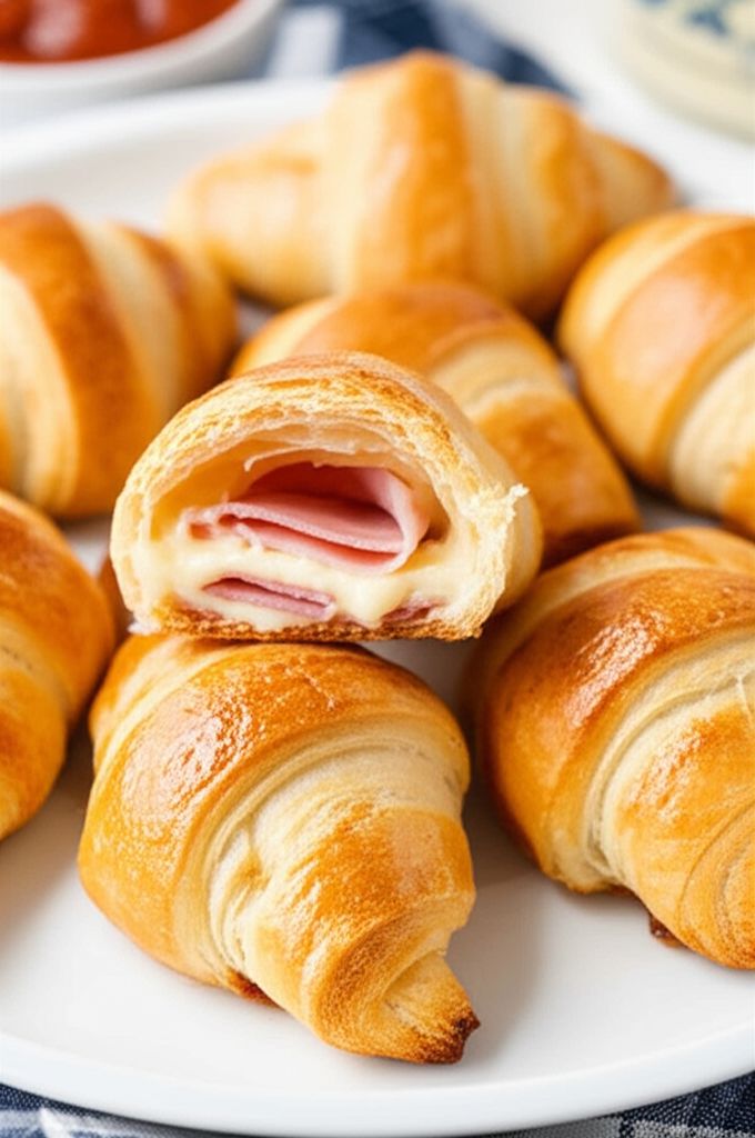 Breakfast Croissants Stuffed with Ham and Gruyere