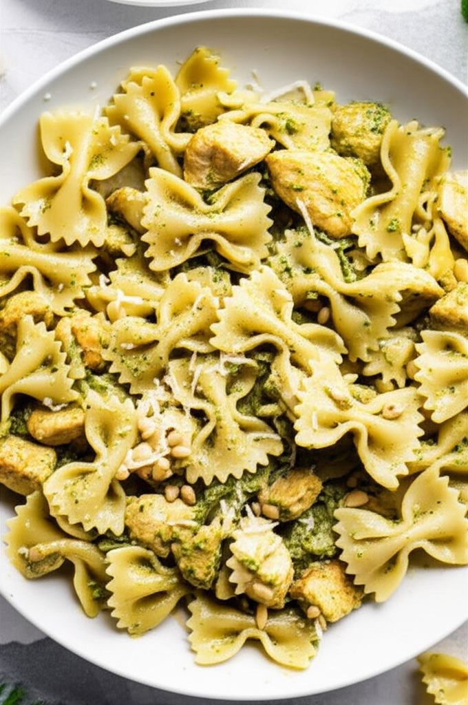 Creamy Pesto Chicken and Bow Ties