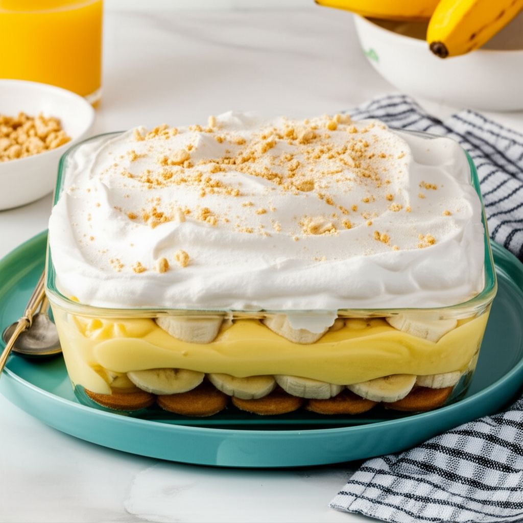 Homemade Banana Pudding with Whipped Cream Topping