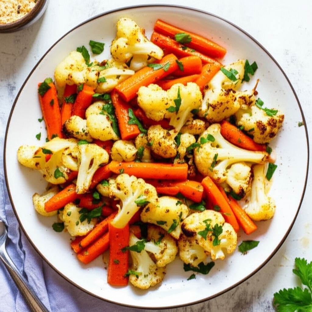 Roasted Carrots and Cauliflower with Thyme