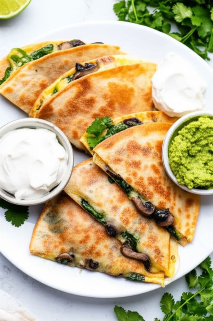 Spinach and Mushroom Quesadillas