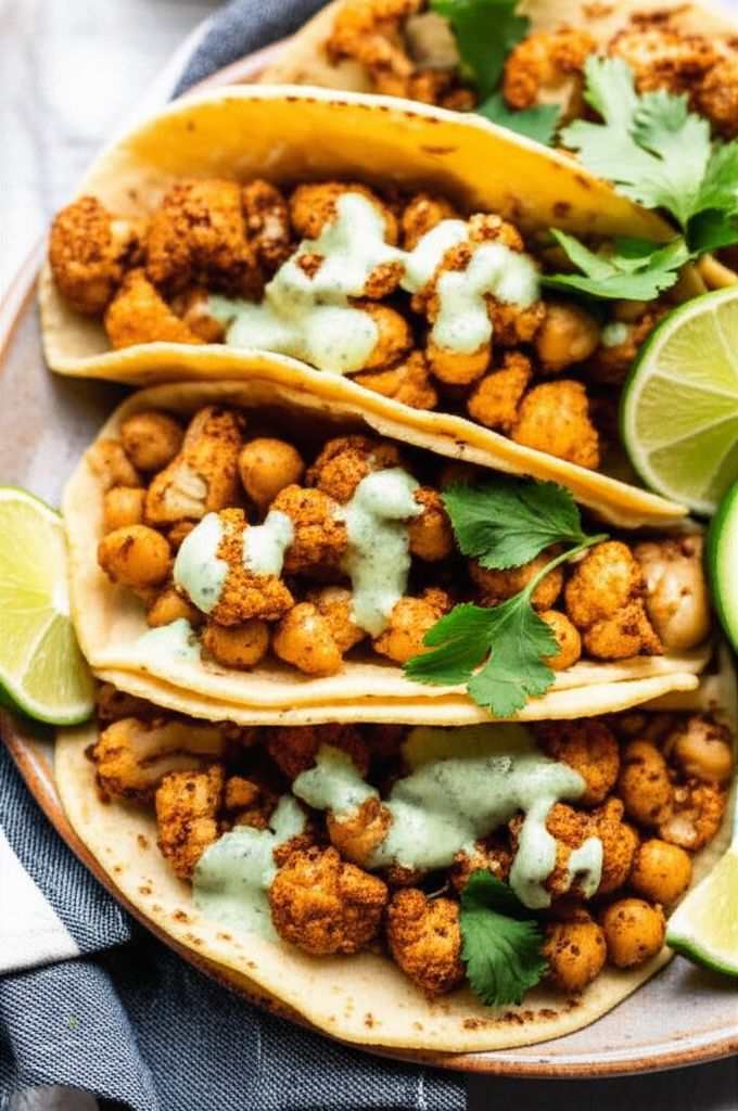 Air Fryer Vegetarian Cauliflower and Chickpea Tacos