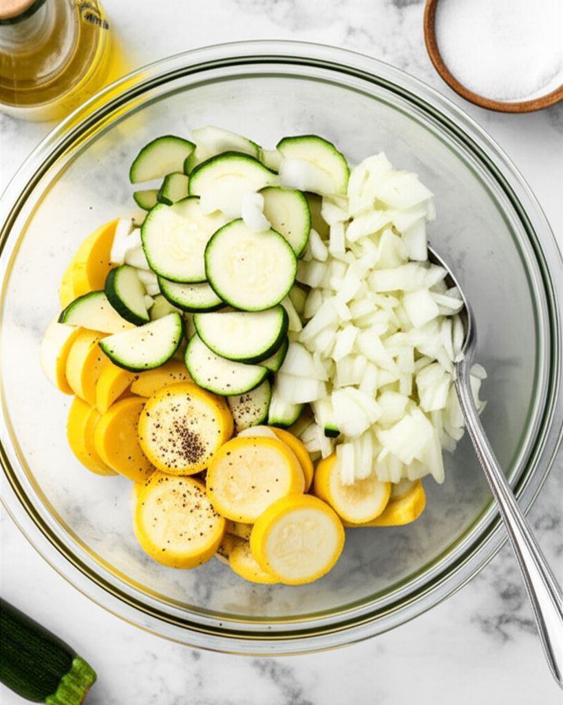 Air Fryer Zucchini, Yellow Squash, and Onion