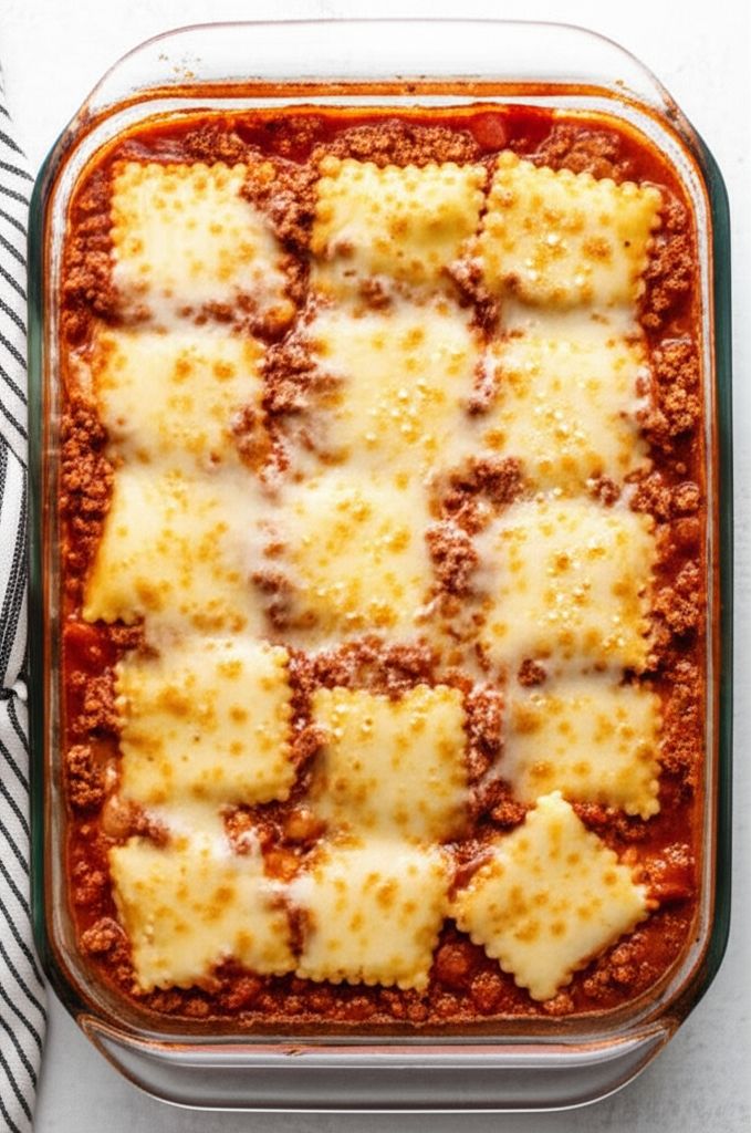 Beefy Baked Ravioli