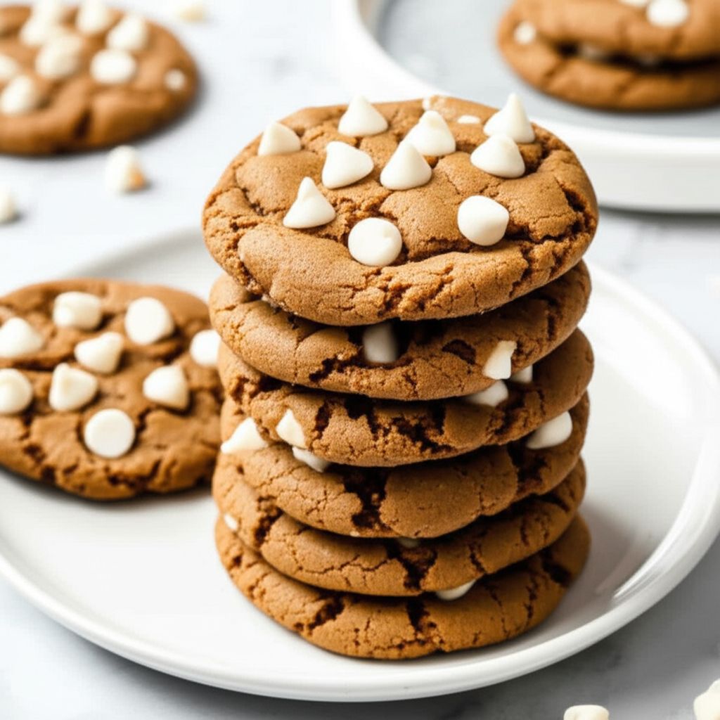 Chewy White Chocolate Chip Gingerbread Cookies