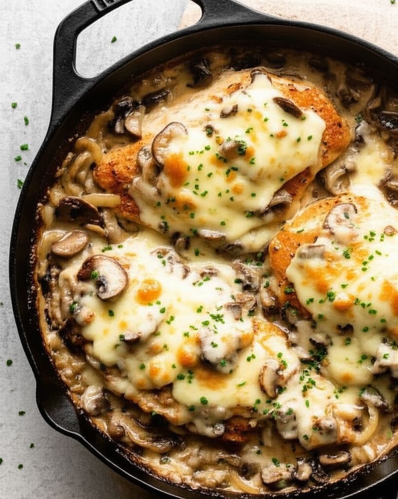 Chicken Gruyere with Sauteed Mushrooms