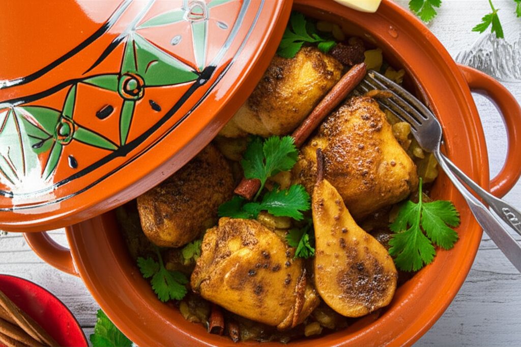 Moroccan Chicken Tagine with Caramelized Pears