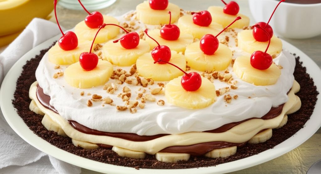 No-Bake Mile-High Banana Split Pie