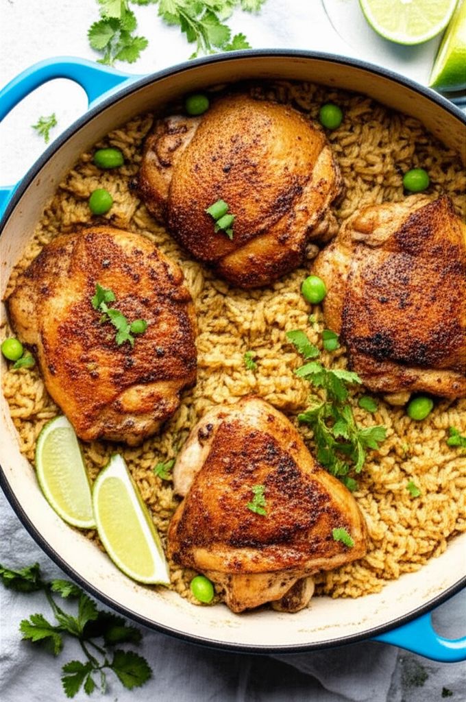 One-Pot Cilantro Lime Chicken Thighs and Rice