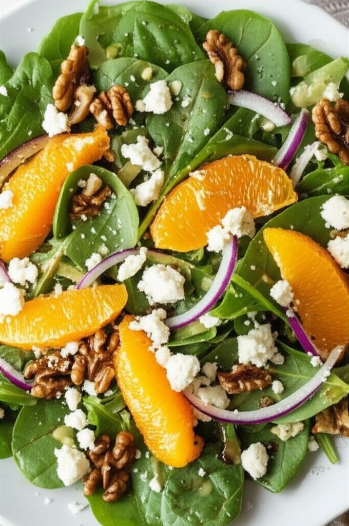 Orange, Walnut, Gorgonzola and Mixed Greens Salad with Fresh Citrus Vinaigrette
