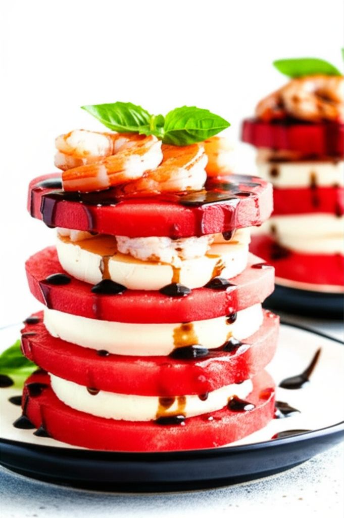 Shrimp Goat Cheese Watermelon Salad Stack