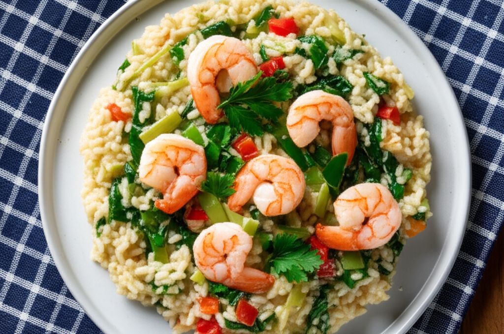 Shrimp, Leek and Spinach Risotto