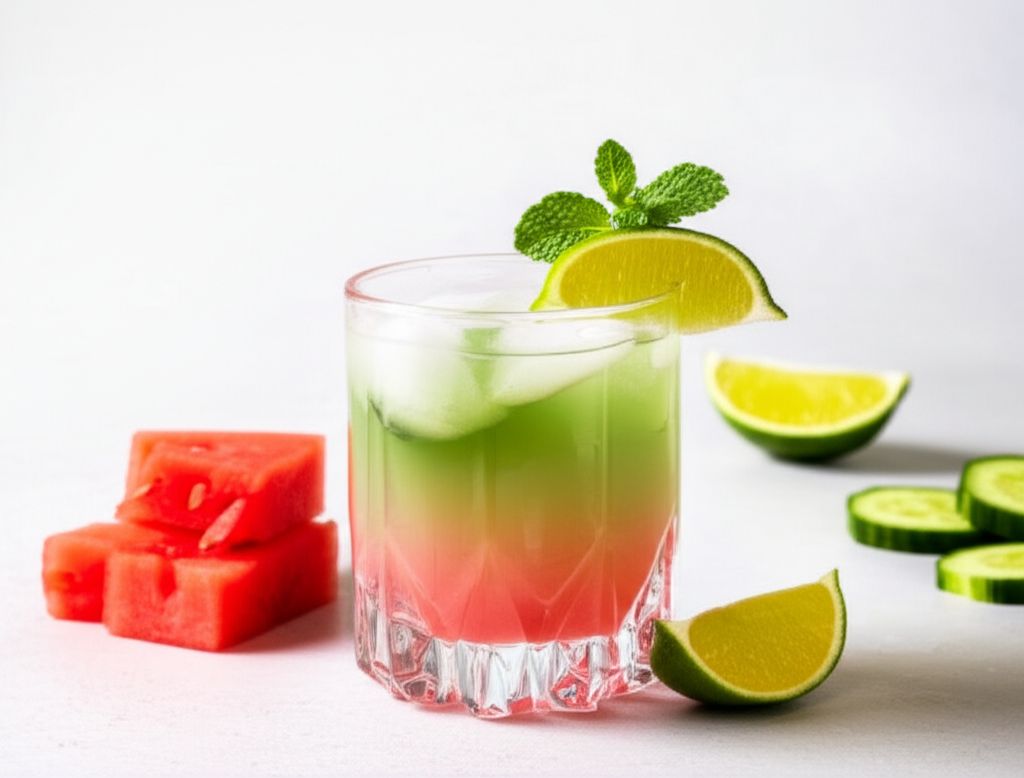 Watermelon and Cucumber Juice with a Spritz of Lime
