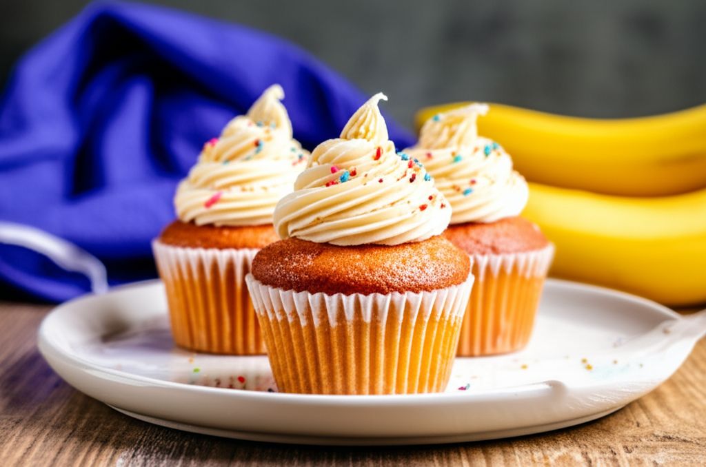 Banana and Vanilla Cupcakes with Buttercream Frosting