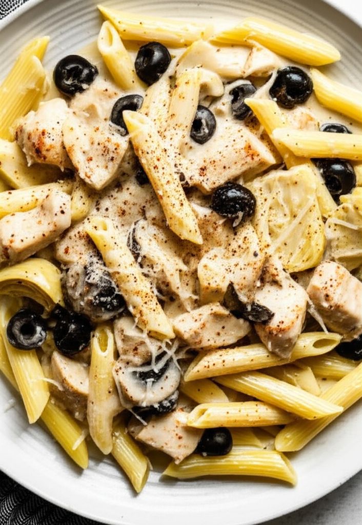 Chicken And Artichoke Penne With A White Sauce