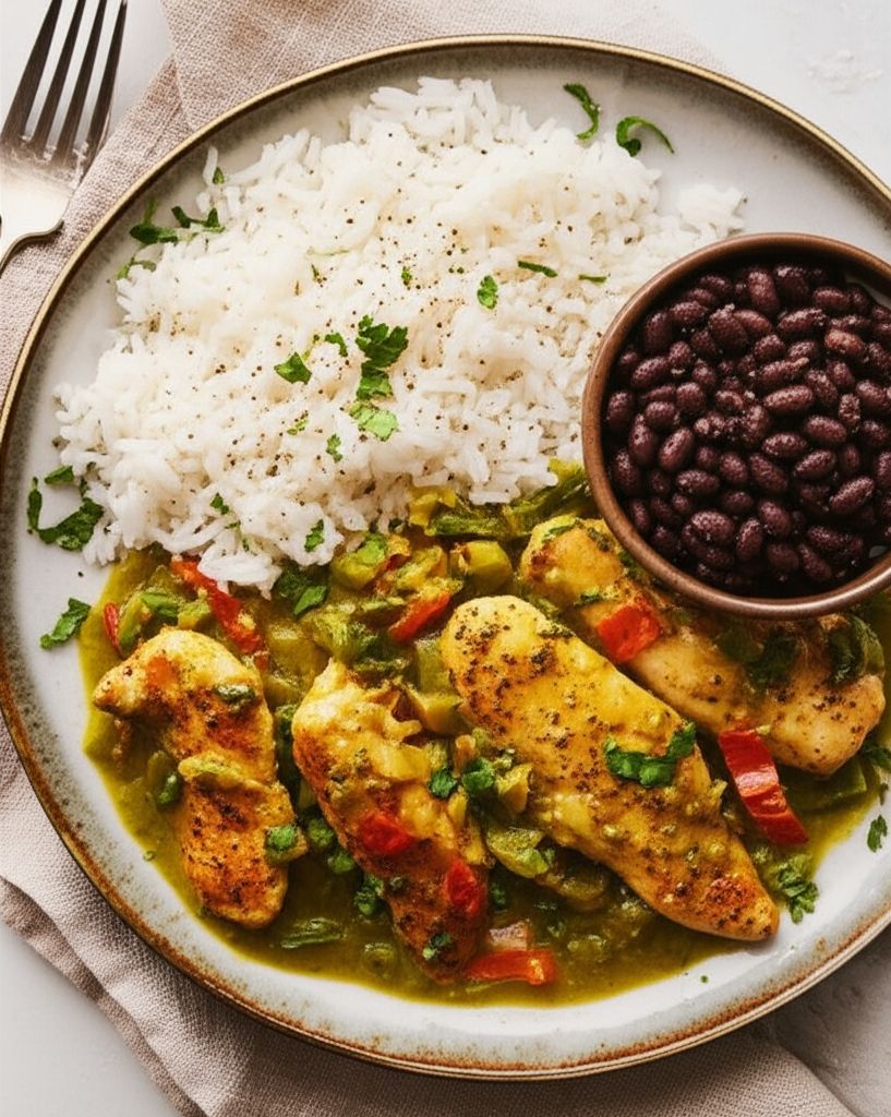 Chicken with Tomatillos and Poblanos