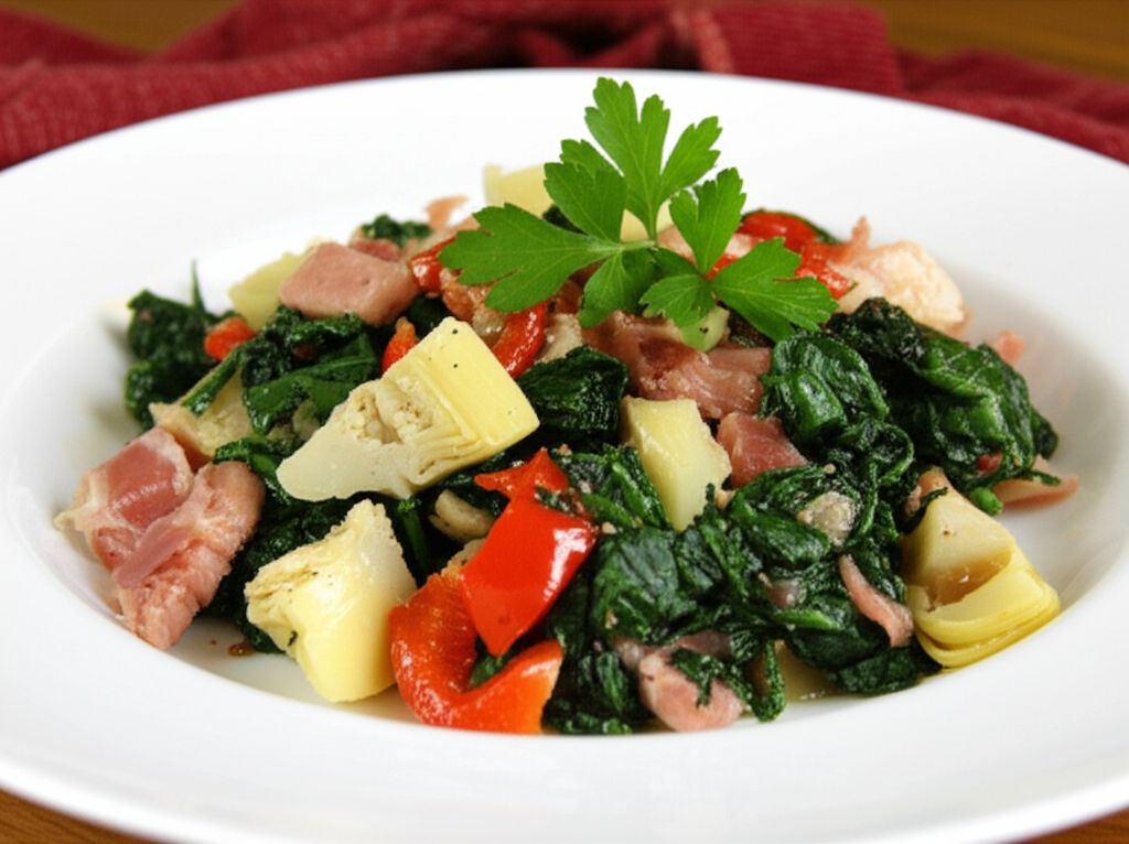 Colorful Spinach and Prosciutto Side