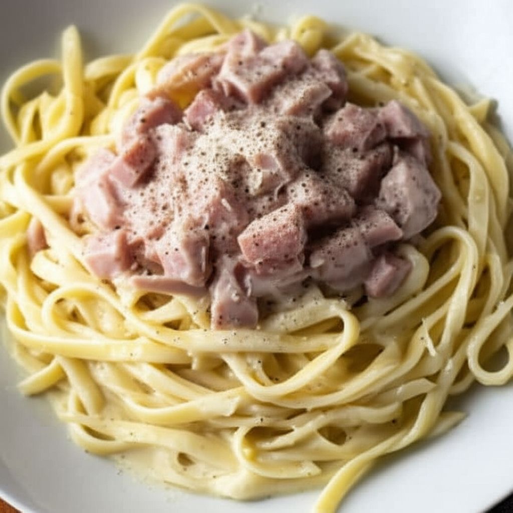 Fettuccine Alfredo with Ham