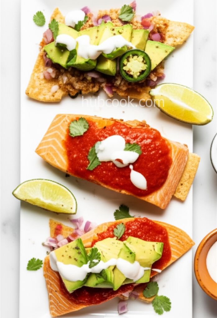 Salsa-Baked Salmon Nachos