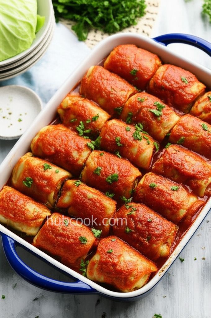 Stuffed Cabbage Rolls with Tomato Sauce