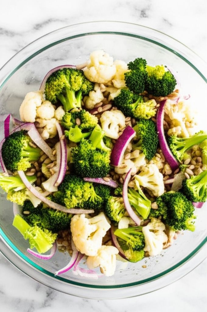 Zesty Broccoli and Cauliflower Salad