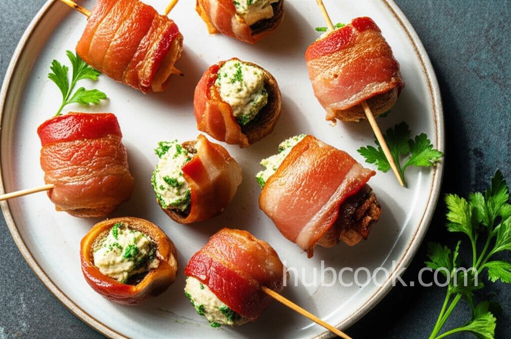 Bacon Wrapped Stuffed Mushrooms