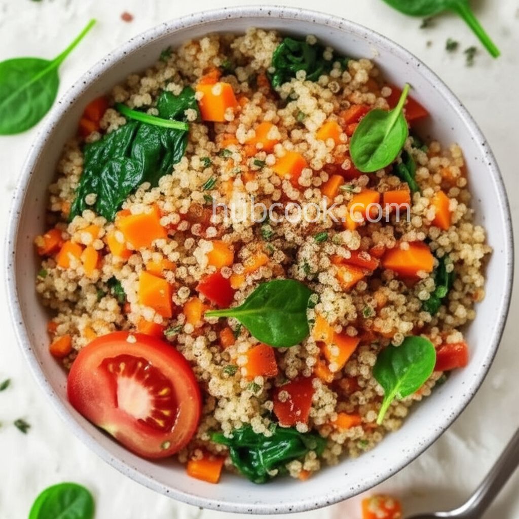 Carrot, Tomato, and Spinach Quinoa Pilaf