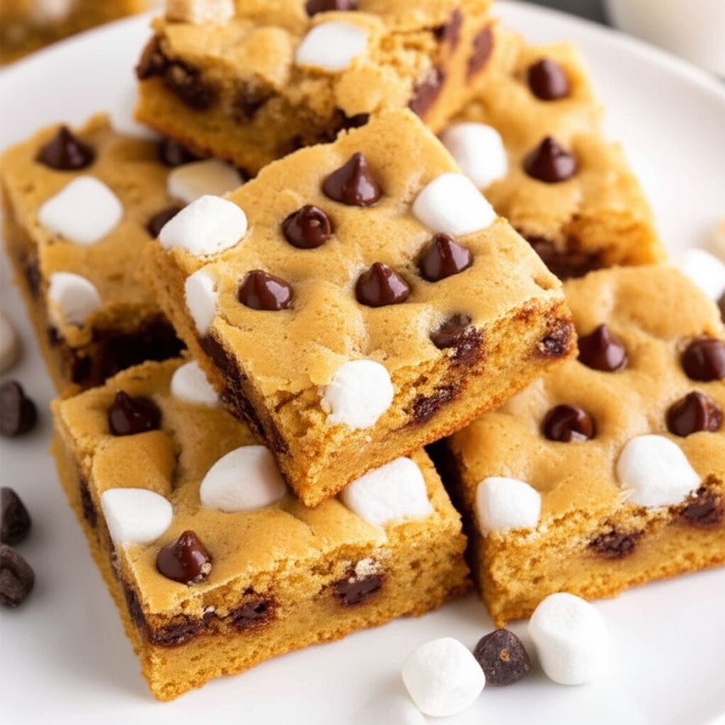 Chocolate Chip Fluffernutter Blondies