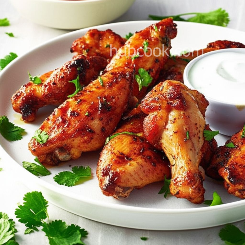 Crispy Baked Moroccan Chicken Wings with Yogurt Dip