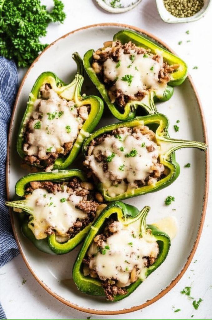 Philly Cheese Steak-Stuffed Bell Peppers