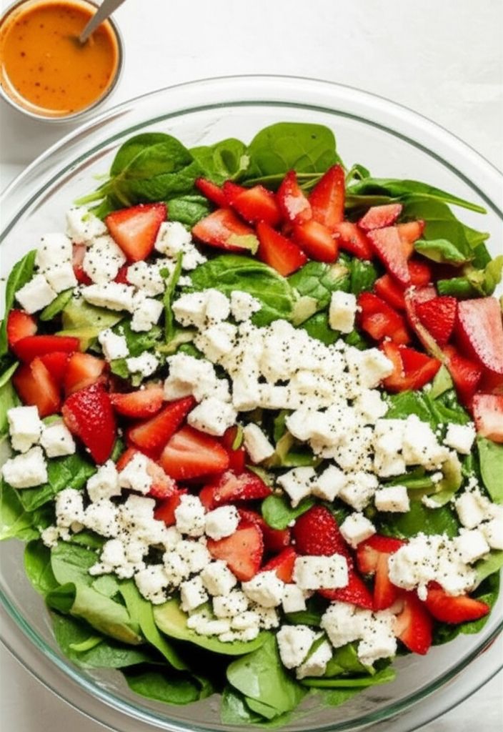 Spinach and Strawberry Salad with Feta Cheese