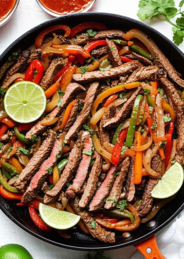 Steak, Onion, and Pepper Fajitas