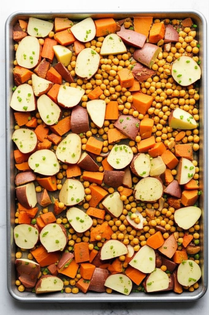 Vegetarian Sheet Pan Dinner with Chickpeas and Veggies