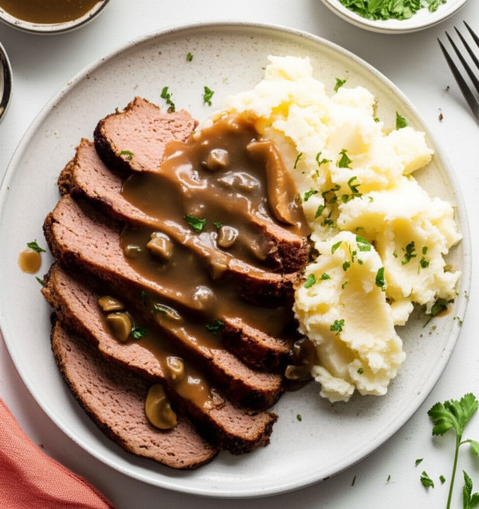 Best Ever Meatloaf with Brown Gravy