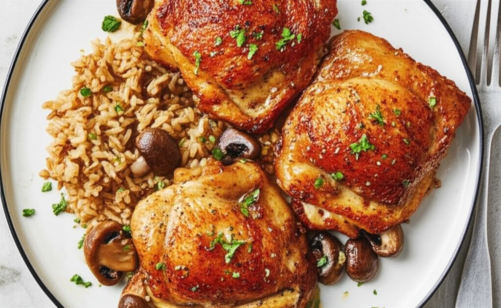 Creamy Garlic and Mushroom Chicken Thighs
